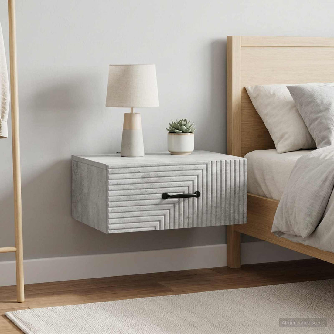 vidaXL Mesita de Noche de Pared 2 uds. Gris Hormigón 49 x 34,5 x 20 cm
