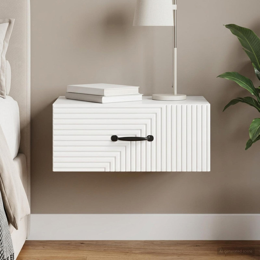 vidaXL Mesita de Noche de Pared Brillante 49 x 34,5 x 20 cm