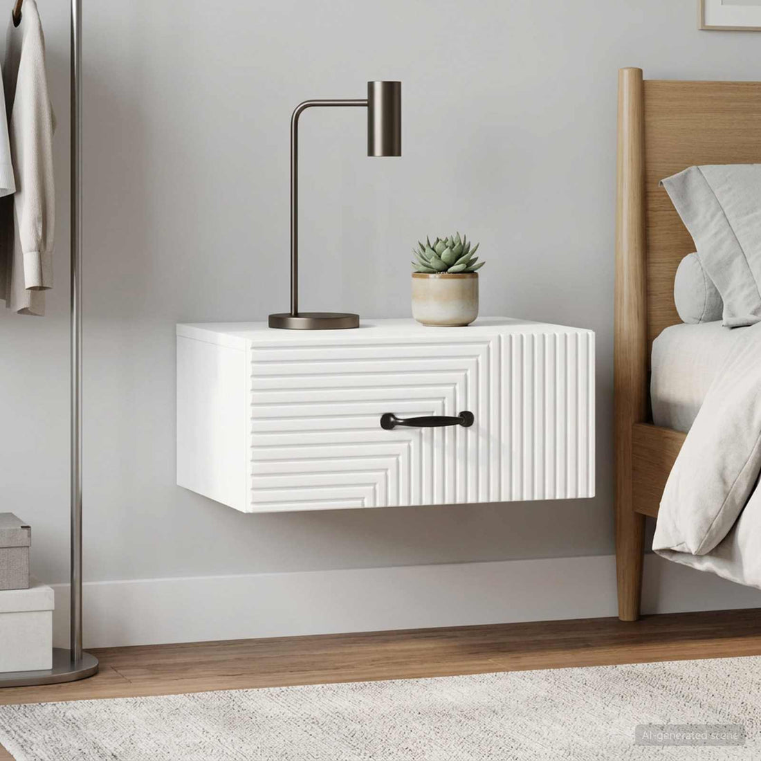 vidaXL Mesita de Noche de Pared 2 uds. Brillante 49 x 34,5 x 20 cm