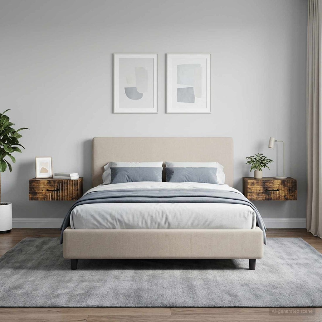 vidaXL Mesita de Noche de Pared 2 uds. Roble Ahumado 49 x 34,5 x 20 cm