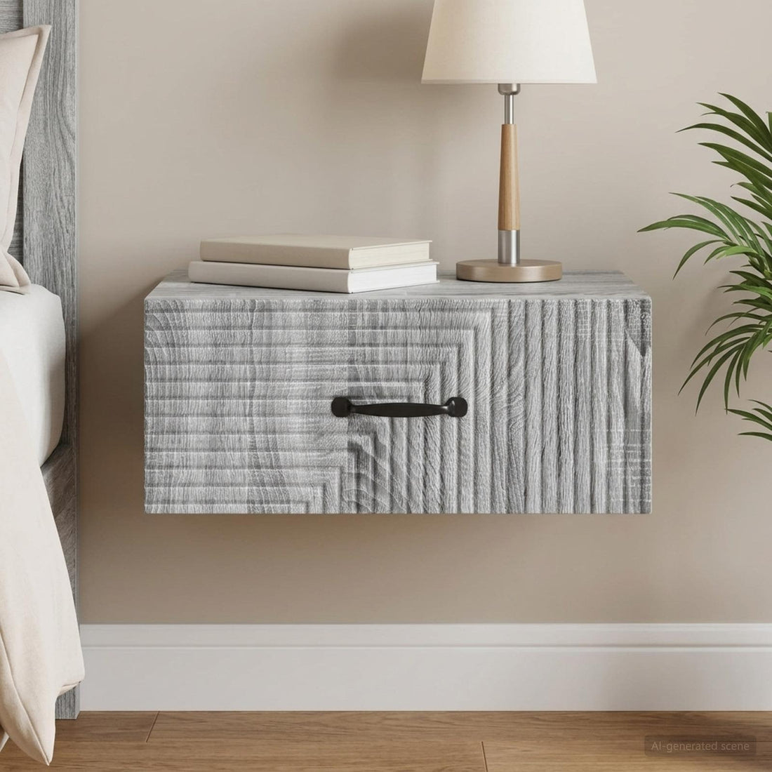 vidaXL Mesita de Noche de Pared Gris Sonoma 49 x 34,5 x 20 cm