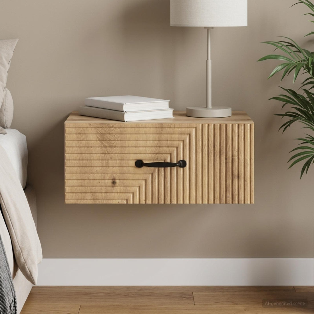 vidaXL Mesita de Noche de Pared Roble artisan 49 x 34,5 x 20 cm