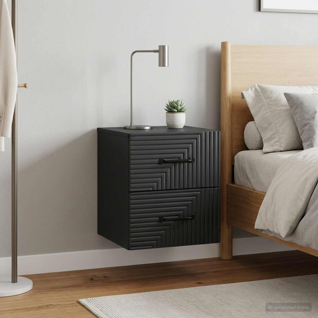 vidaXL Mesita de Noche de Pared 2 uds. Negro 34,5 x 33 x 40 cm