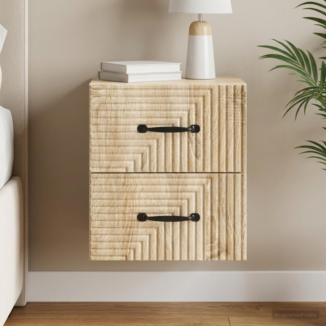 vidaXL Mesita de Noche de Pared Roble Sonoma 34,5 x 33 x 40 cm