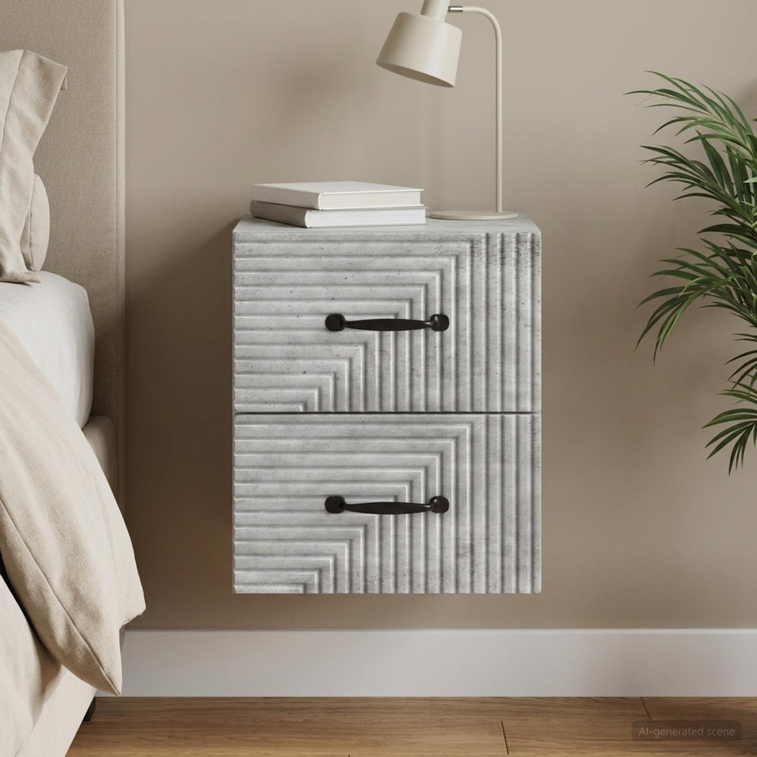 vidaXL Mesita de Noche de Pared Gris Hormigón 34,5 x 33 x 40 cm