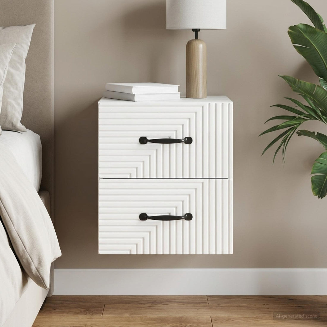 vidaXL Mesita de Noche de Pared con cajón Brillante 34,5 x 33 x 40 cm