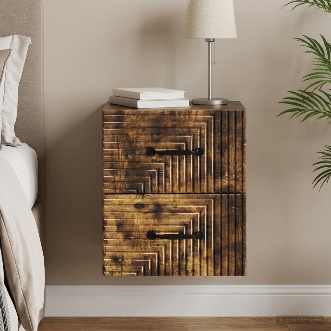 vidaXL Mesita de Noche de Pared Roble Ahumado 34,5 x 33 x 40 cm