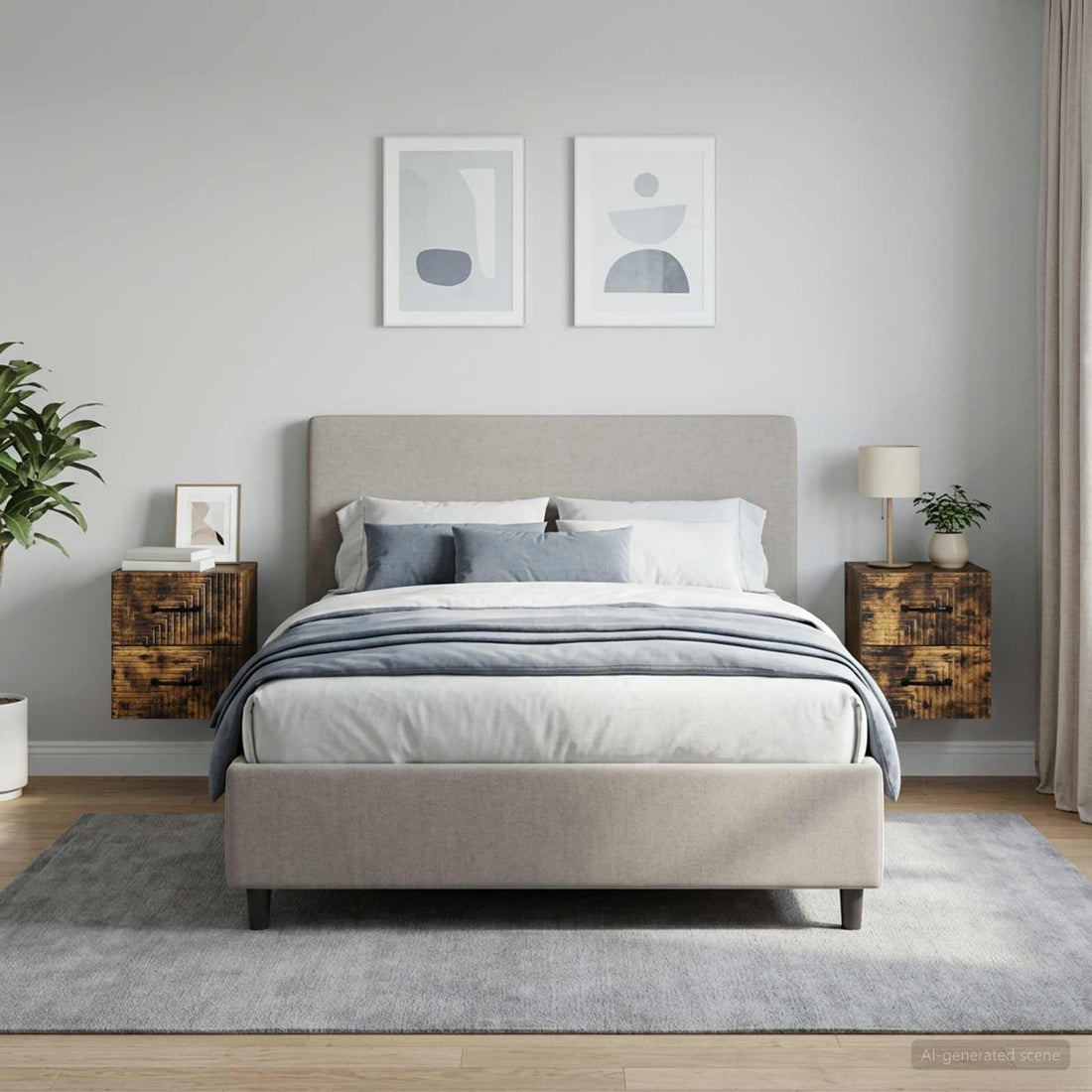 vidaXL Mesita de Noche de Pared 2 uds. Roble Ahumado 34,5 x 33 x 40 cm
