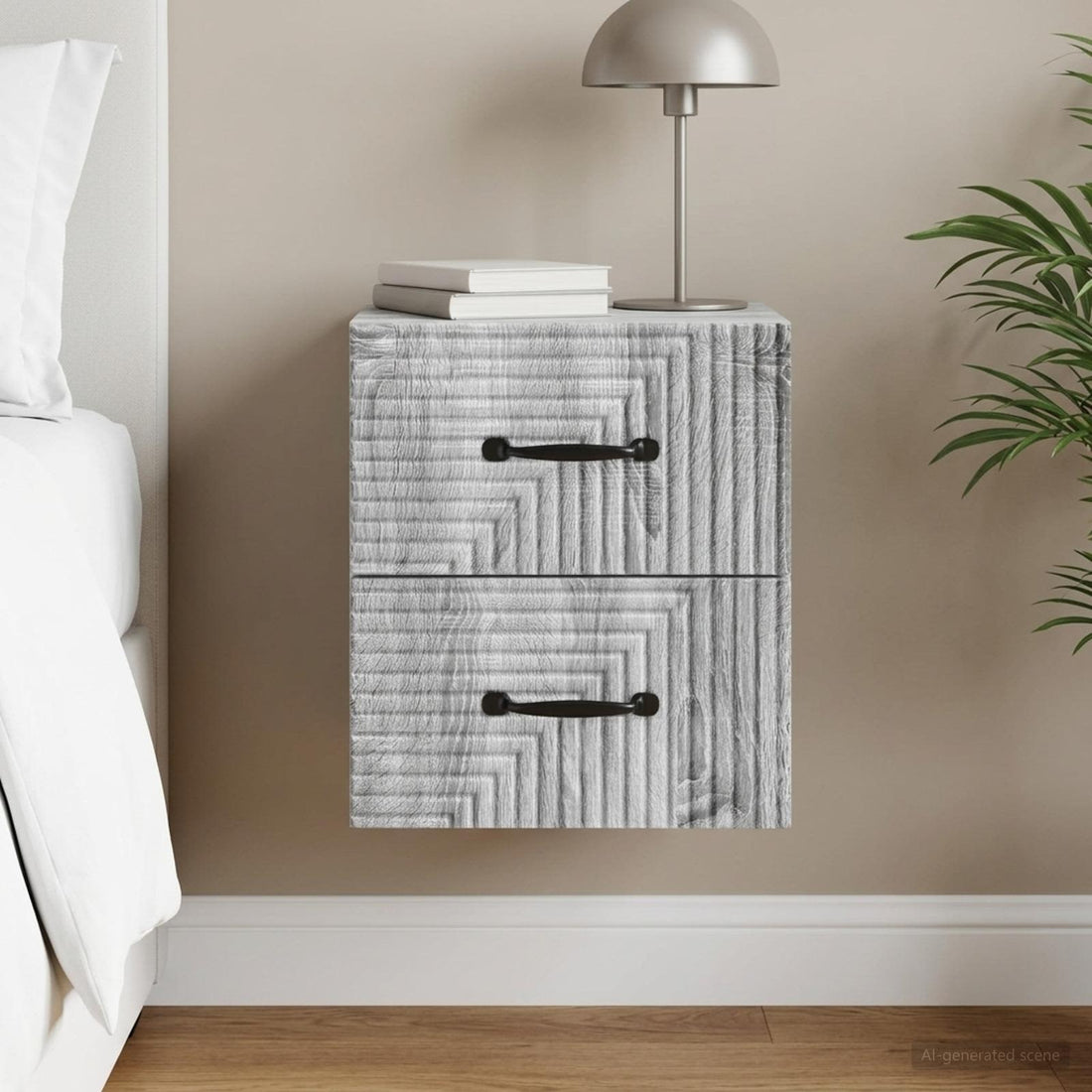 vidaXL Mesita de Noche de Pared Gris Sonoma 34,5 x 33 x 40 cm