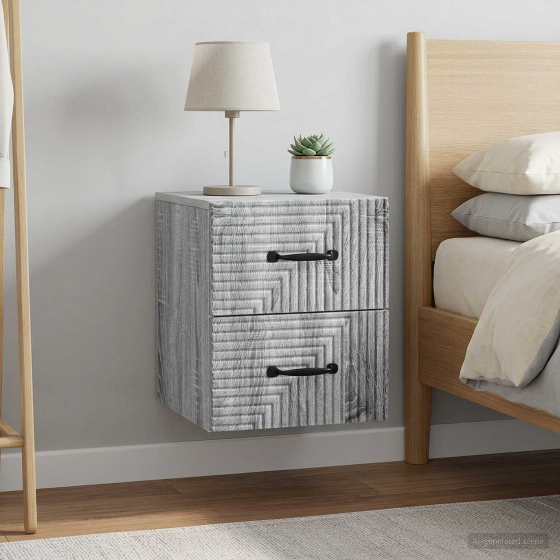 vidaXL Mesita de Noche de Pared 2 uds. Gris Sonoma 34,5 x 33 x 40 cm