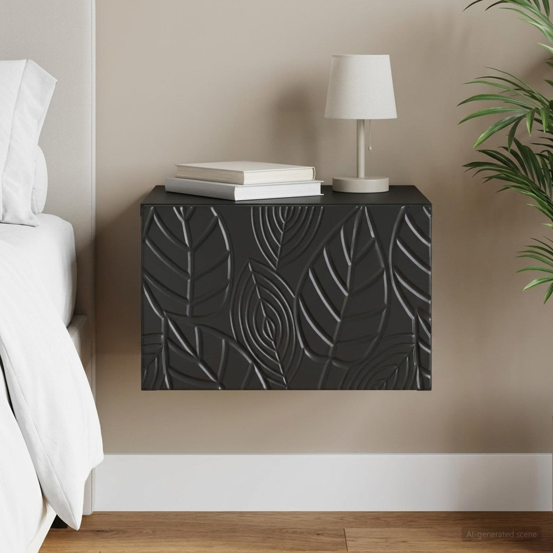vidaXL Mesa Lateral Montada en la Pared Negro 34,5 x 33 x 20 cm