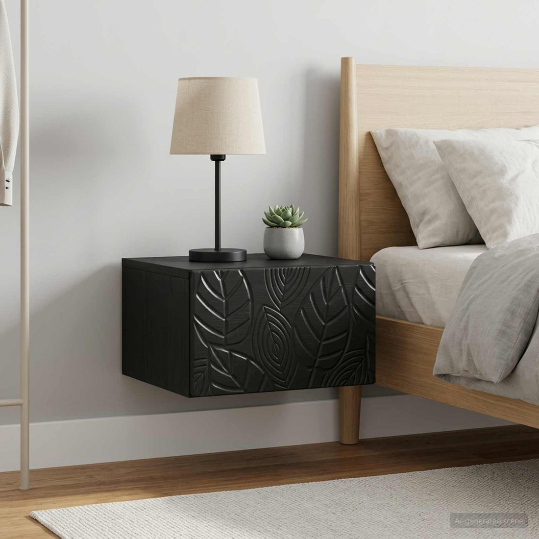 vidaXL Mesita de Noche de Pared 2 uds. Negro 49 x 34,5 x 20 cm