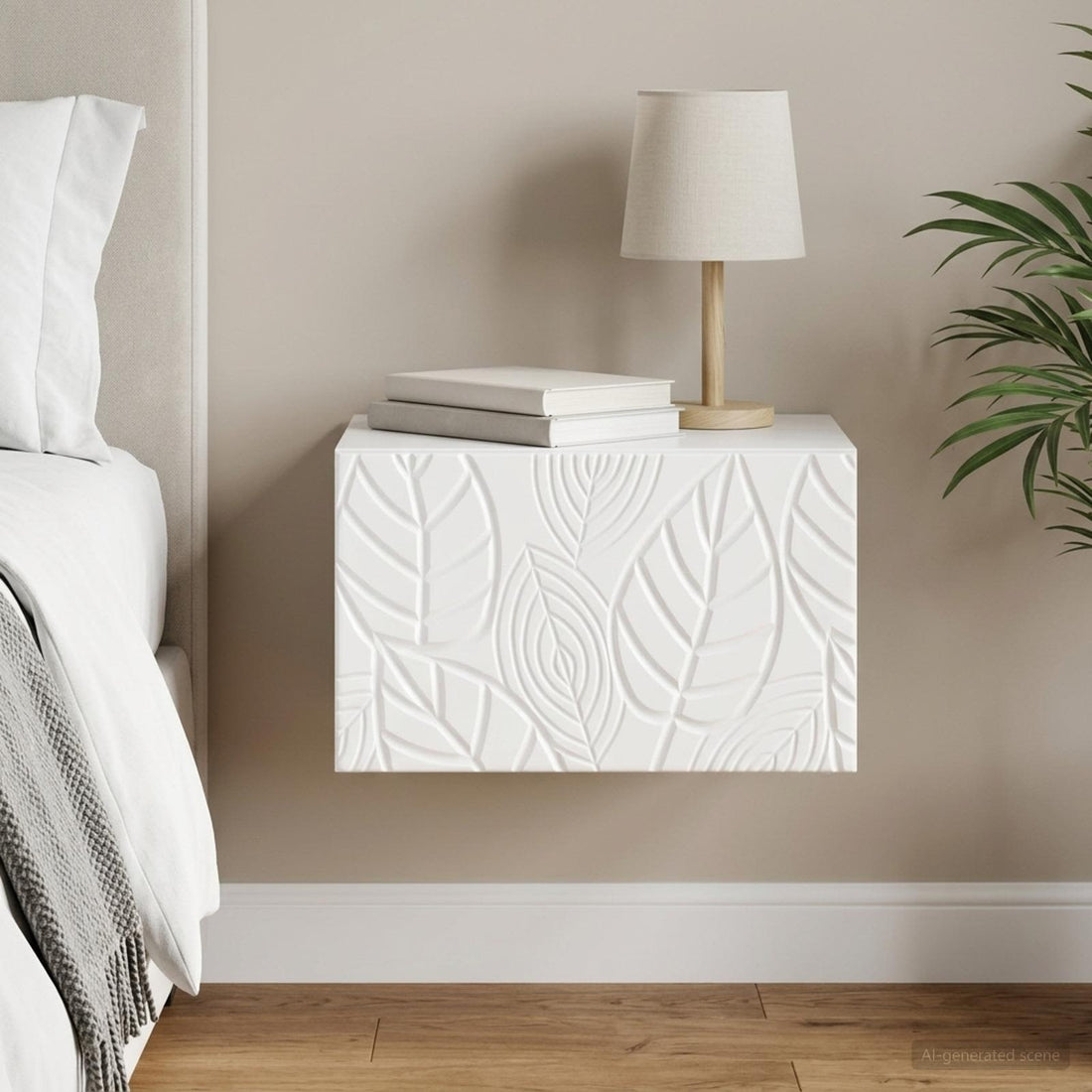 vidaXL Mesita de Noche de Pared Blanco Brillante 49 x 34,5 x 20 cm