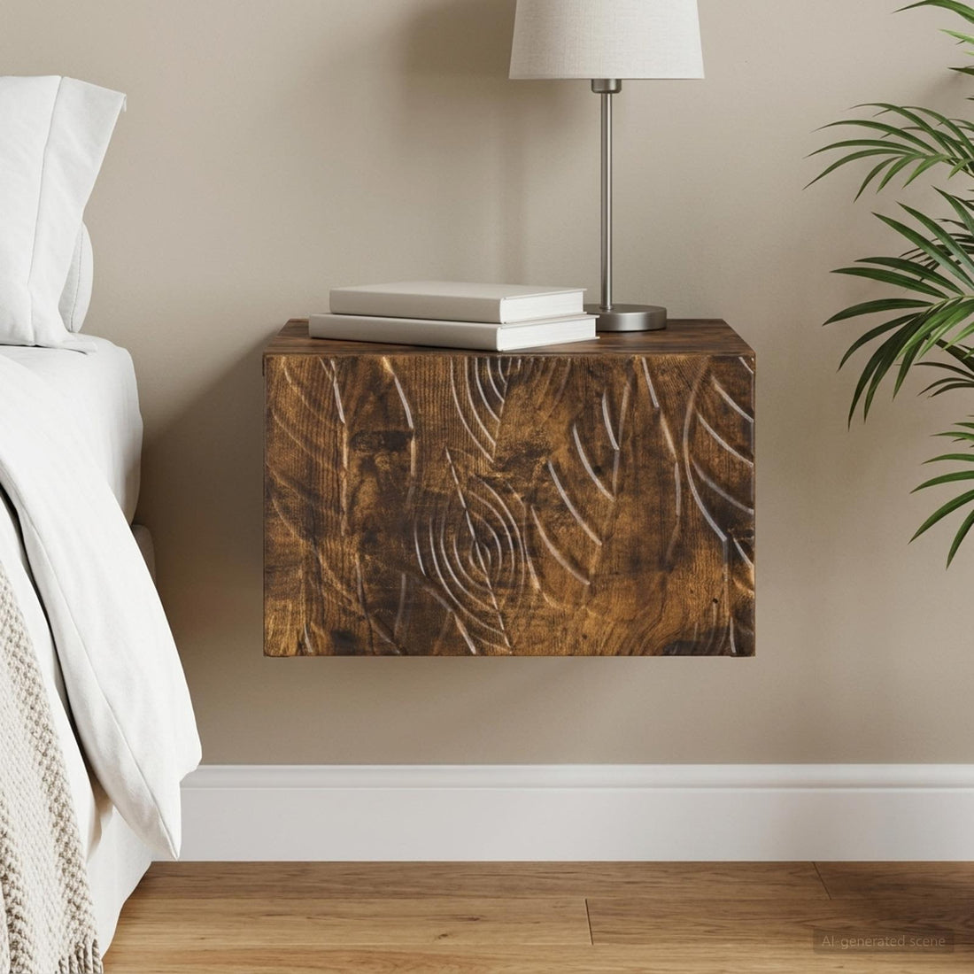 vidaXL Mesita de Noche de Pared Roble Ahumado 49 x 34,5 x 20 cm