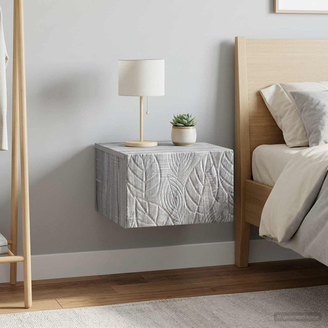 vidaXL Mesita de Noche de Pared 2 uds. Sonoma gris 49 x 34,5 x 20 cm