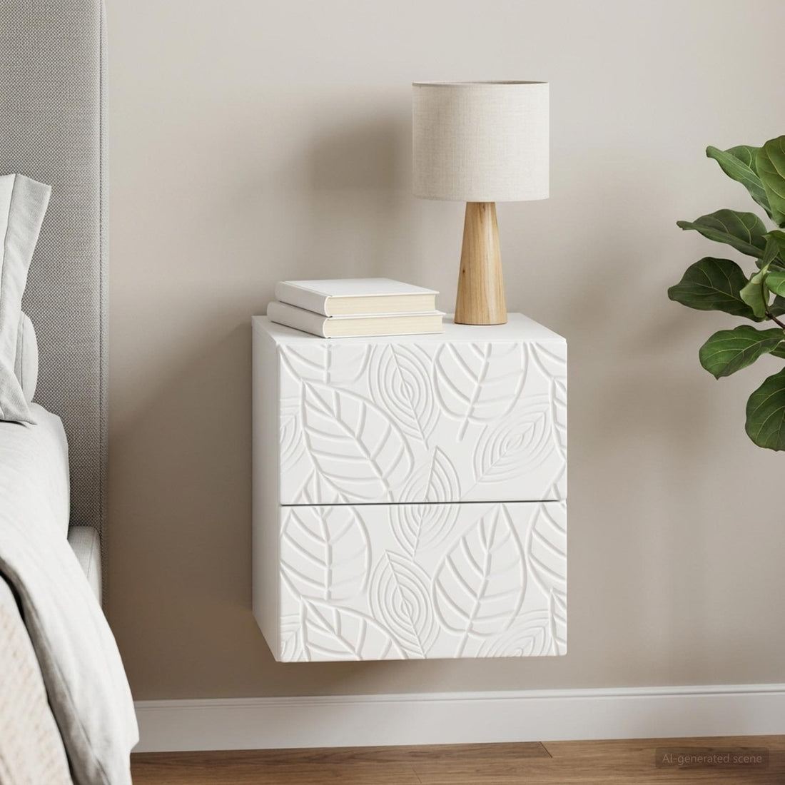 vidaXL Mesita de Noche de Pared Blanco 34,5 x 33 x 40 cm