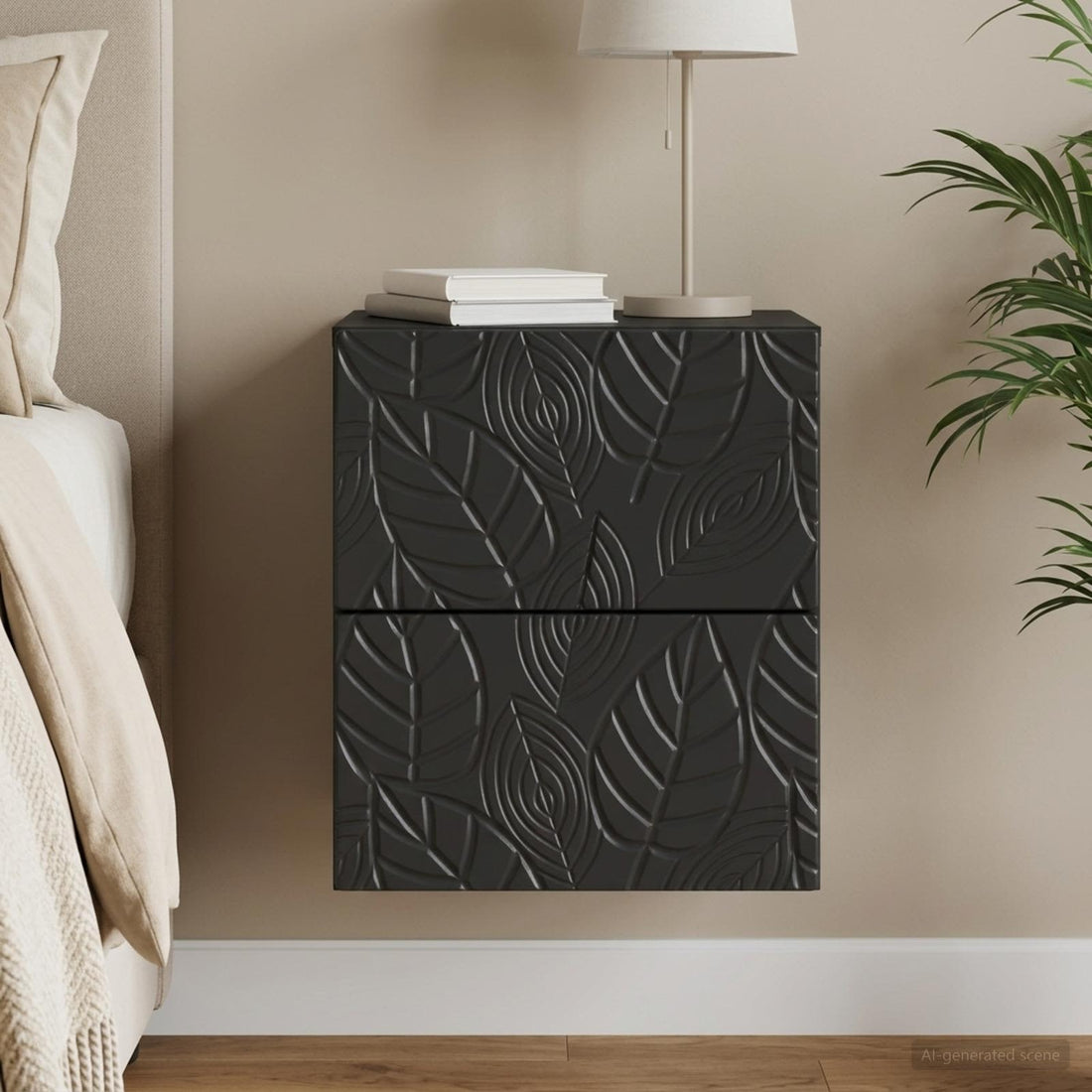 vidaXL Mesita de Noche de Pared Negro 34,5 x 33 x 40 cm