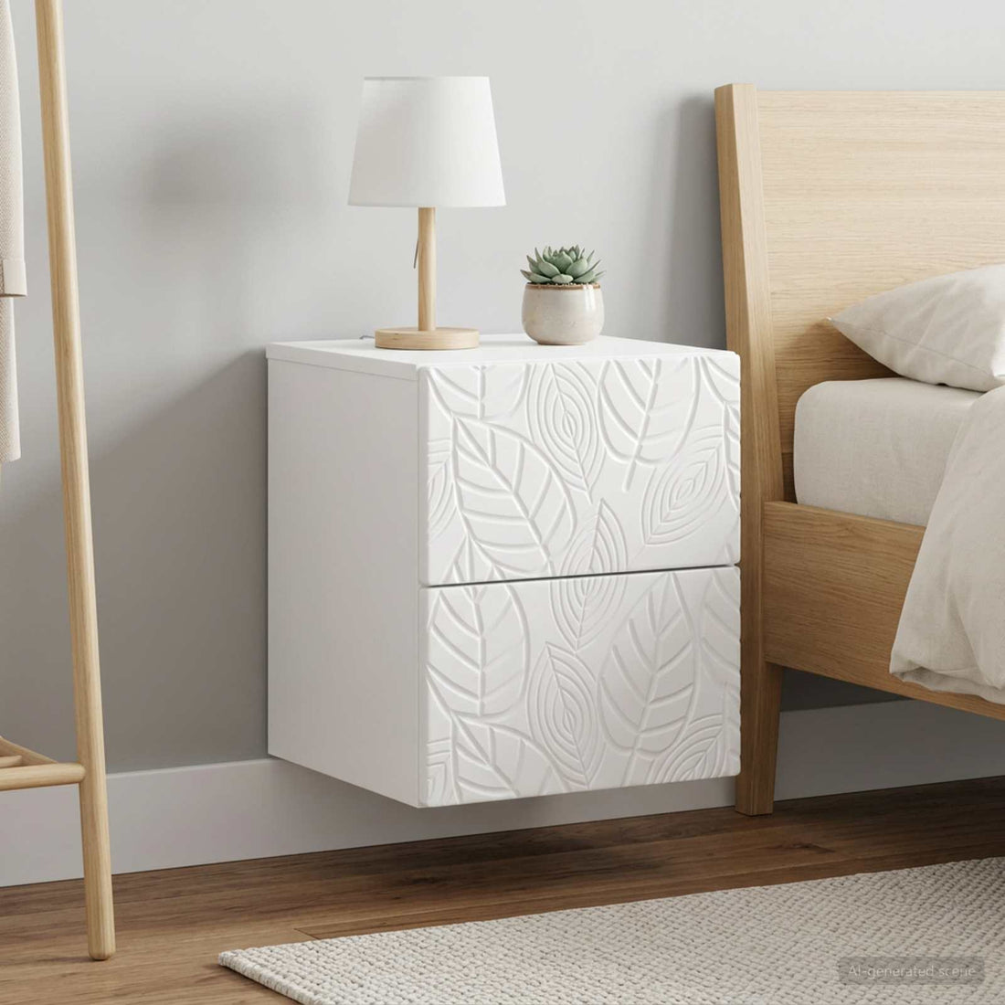 vidaXL Mesita de Noche de Pared 2 uds. Blanco Brillante
