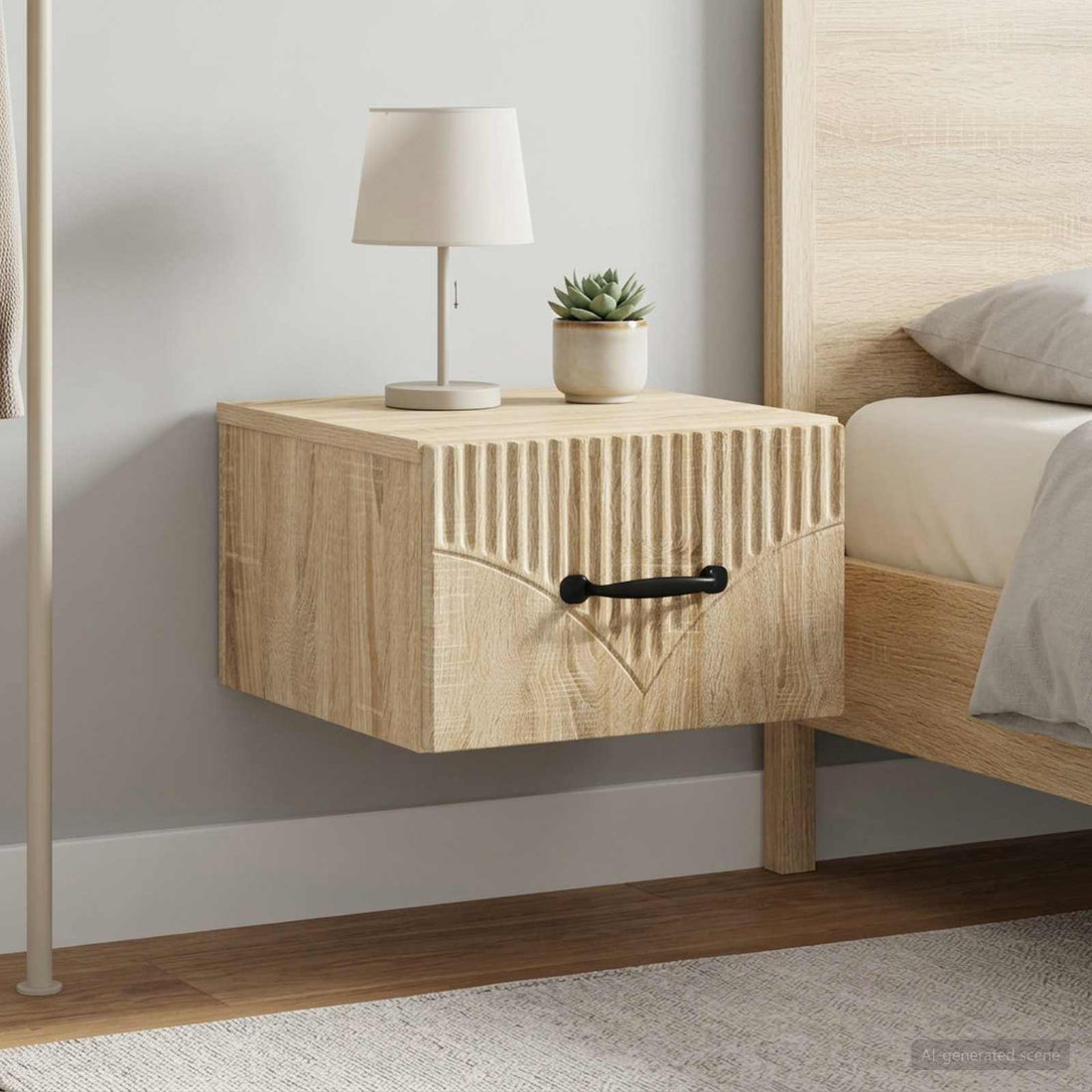vidaXL Mesita de Noche de Pared 2 uds. Roble Sonoma 34,5 x 33 x 20 cm