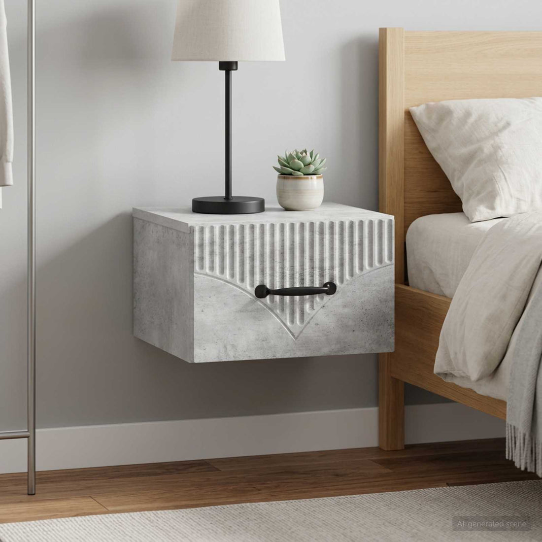 vidaXL Mesita de Noche de Pared 2 uds. Gris Hormigón 34,5 x 33 x 20 cm