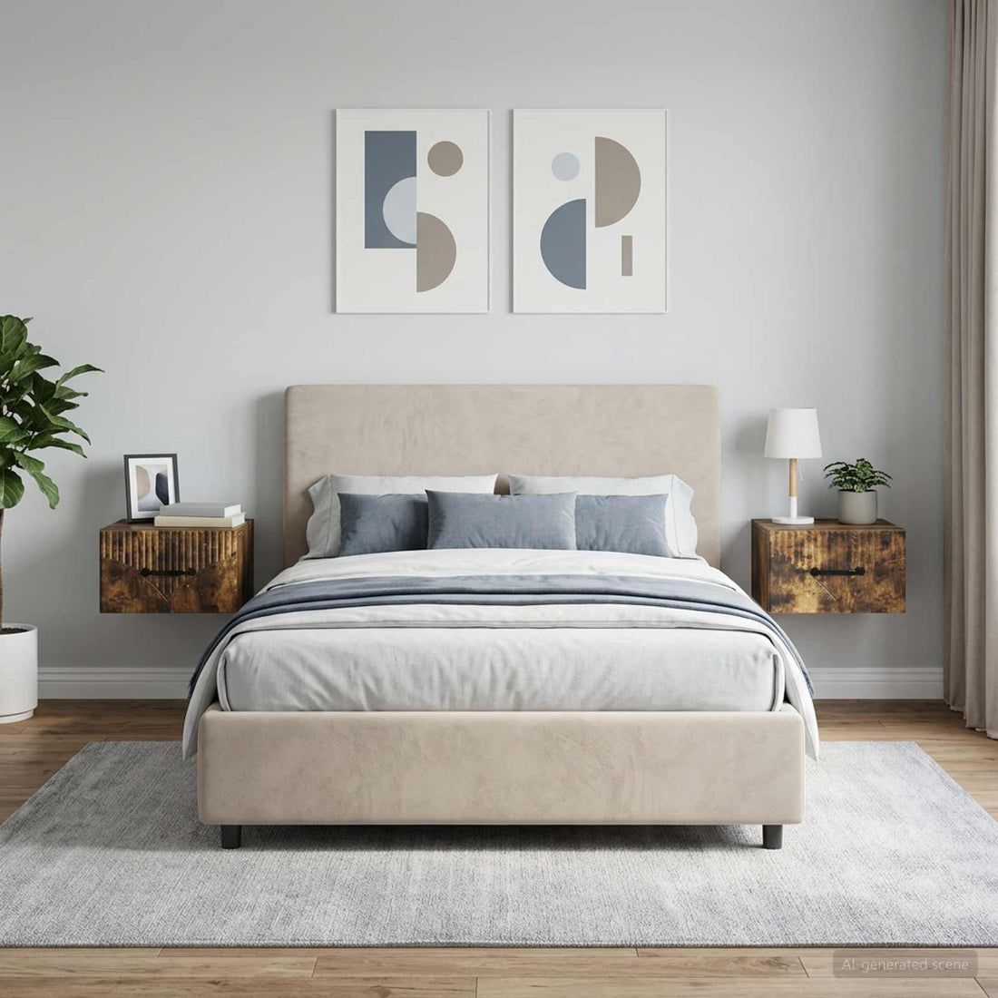 vidaXL Mesita de Noche de Pared 2 uds. Roble Ahumado 34,5 x 33 x 20 cm