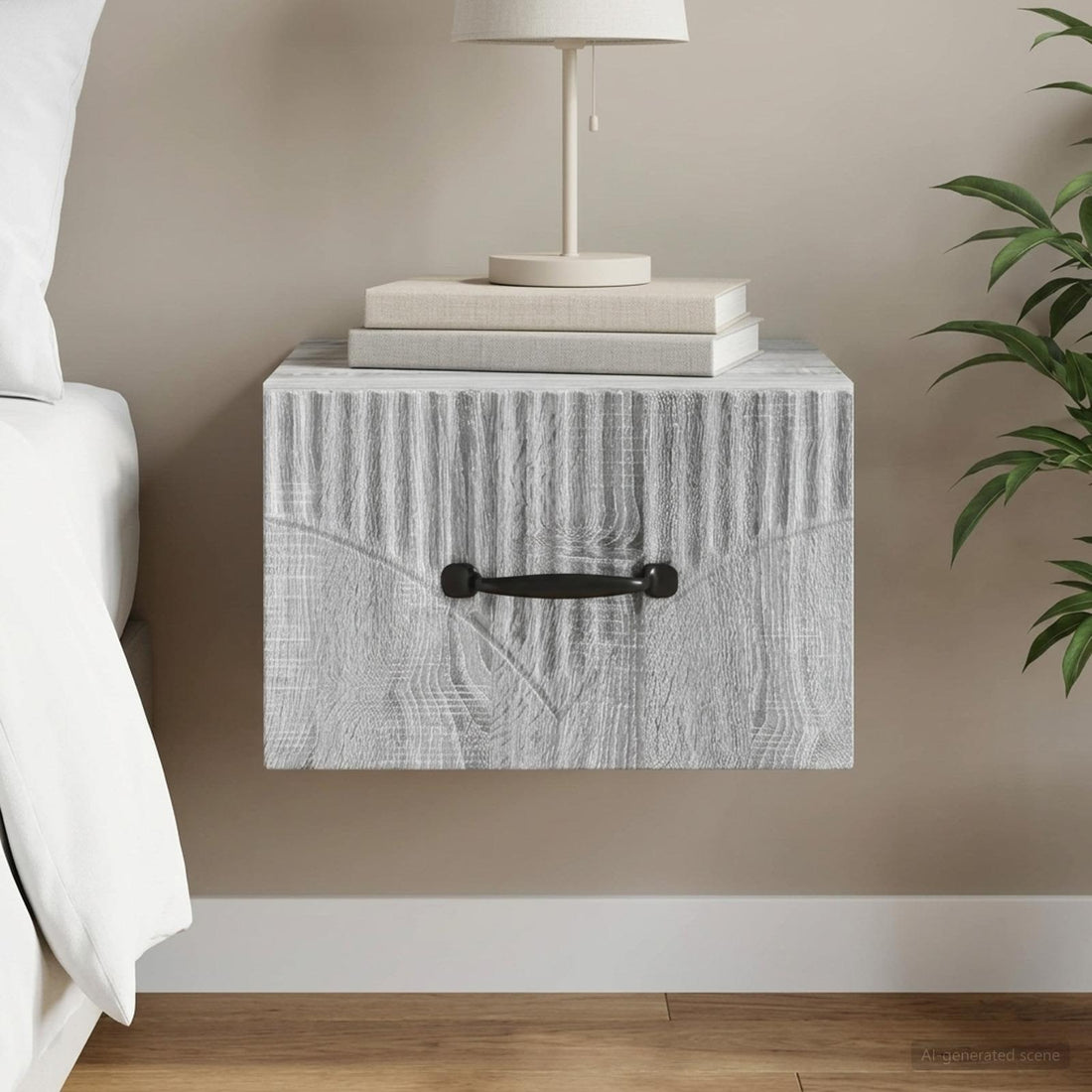 vidaXL Mesita de Noche de Pared Gris Sonoma 34,5 x 33 x 20 cm