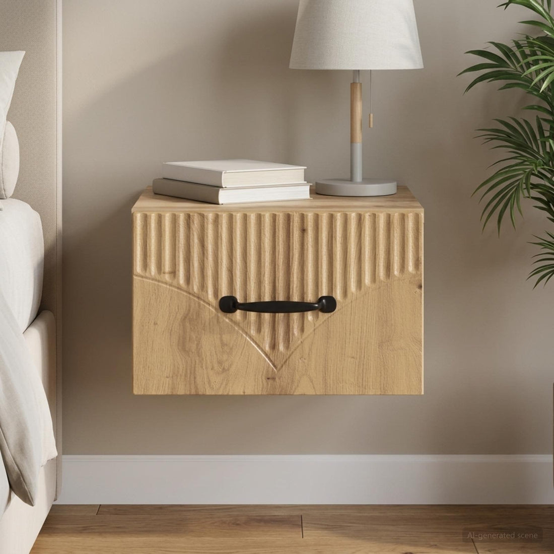 vidaXL Mesita de Noche de Pared Roble artisan 34,5 x 33 x 20 cm