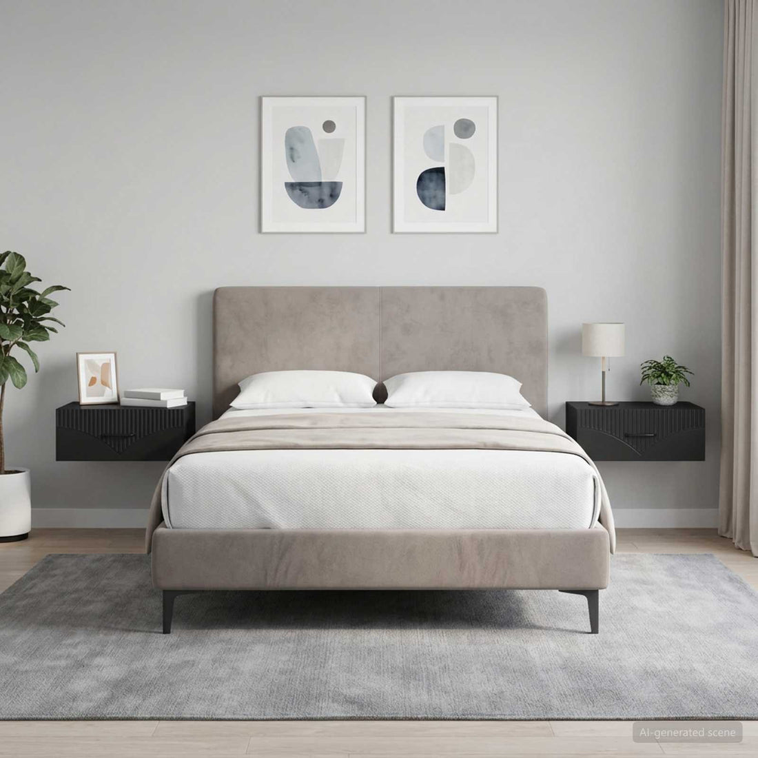 vidaXL Mesita de Noche de Pared 2 uds. Negro 49 x 34,5 x 20 cm