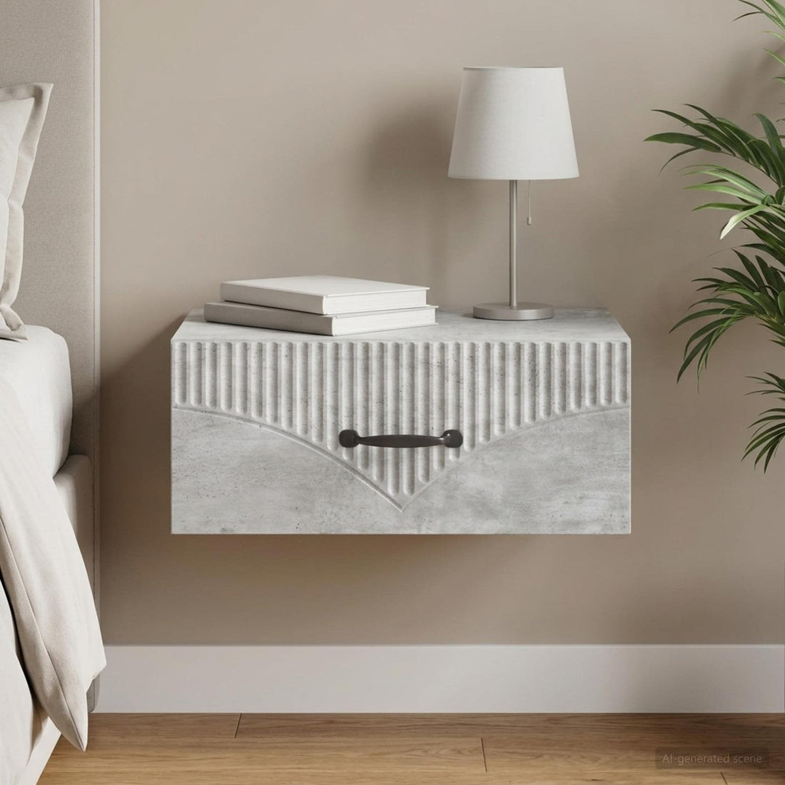 vidaXL Mesita de Noche de Pared Gris Hormigón 49 x 34,5 x 20 cm