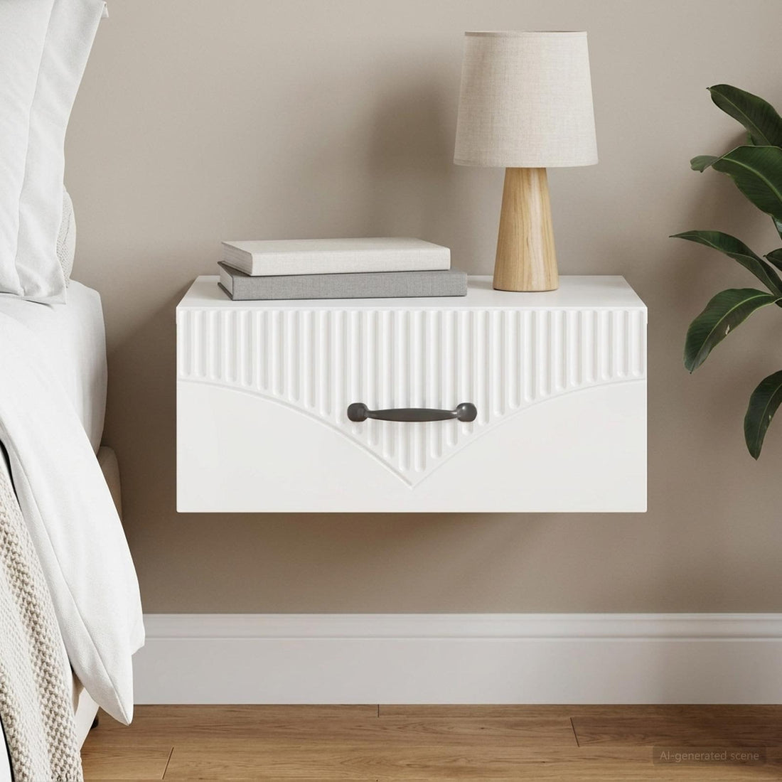 vidaXL Mesita de Noche de Pared con cajón Brillante 49 x 34,5 x 20 cm