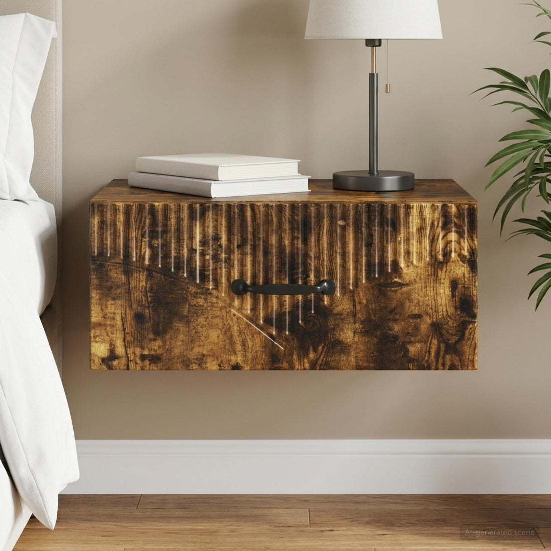 vidaXL Mesita de Noche de Pared Roble Ahumado 49 x 34,5 x 20 cm