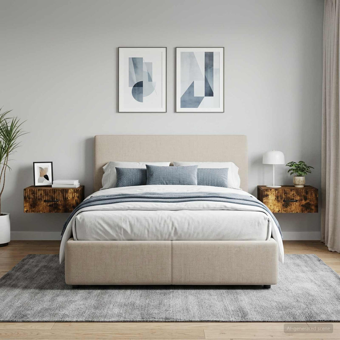 vidaXL Mesita de Noche de Pared 2 uds. Roble Ahumado 49 x 34,5 x 20 cm