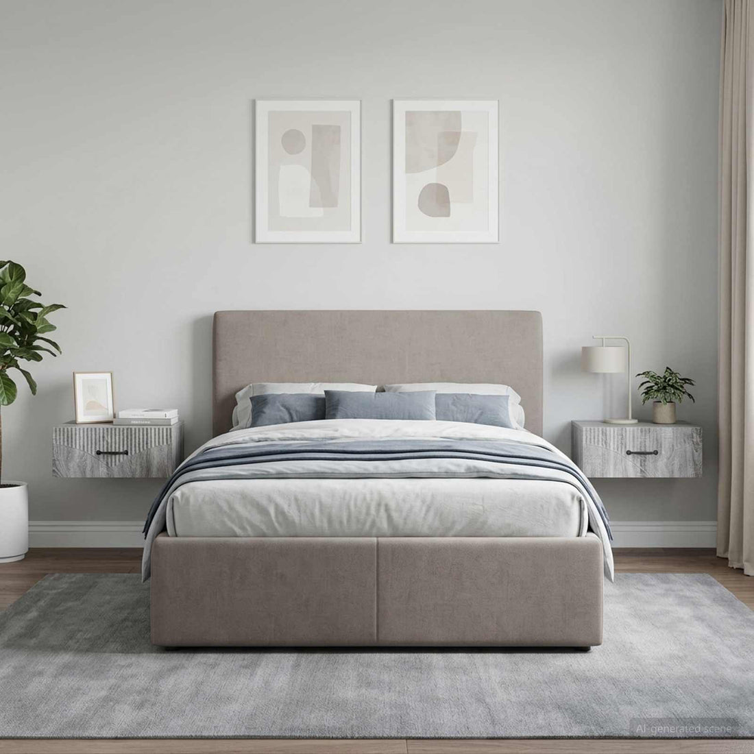 vidaXL Mesita de Noche de Pared 2 uds. Gris Sonoma 49 x 34,5 x 20 cm