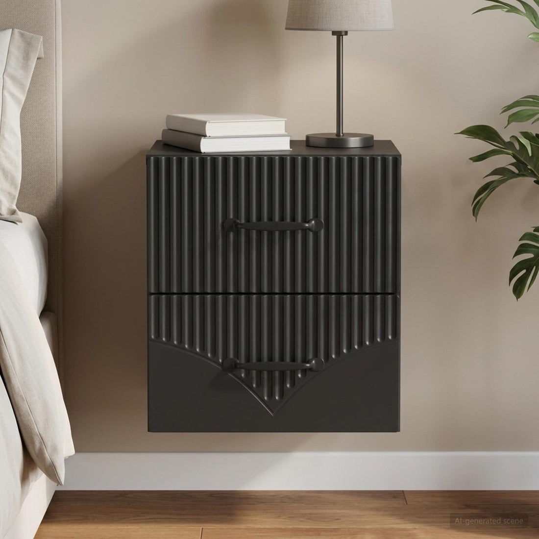 vidaXL Mesita de Noche de Pared con cajón Negro 34,5 x 33 x 40 cm
