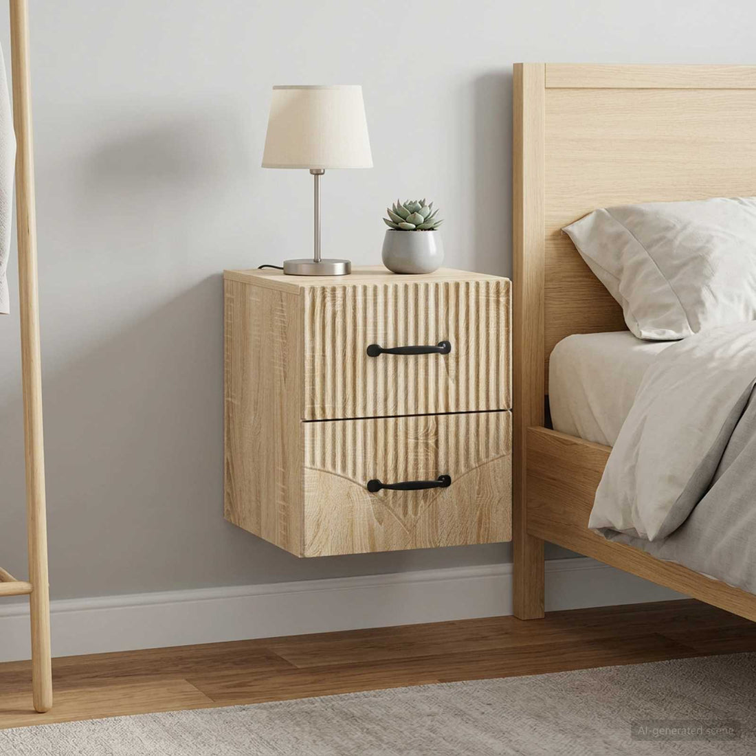 vidaXL Mesita de Noche de Pared 2 uds. Roble Sonoma 34,5 x 33 x 40 cm