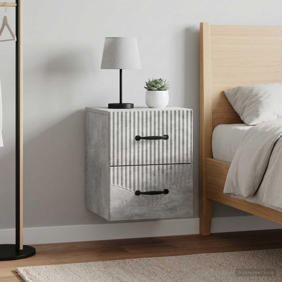 vidaXL Mesita de Noche de Pared 2 uds. Gris Hormigón 34,5 x 33 x 40 cm