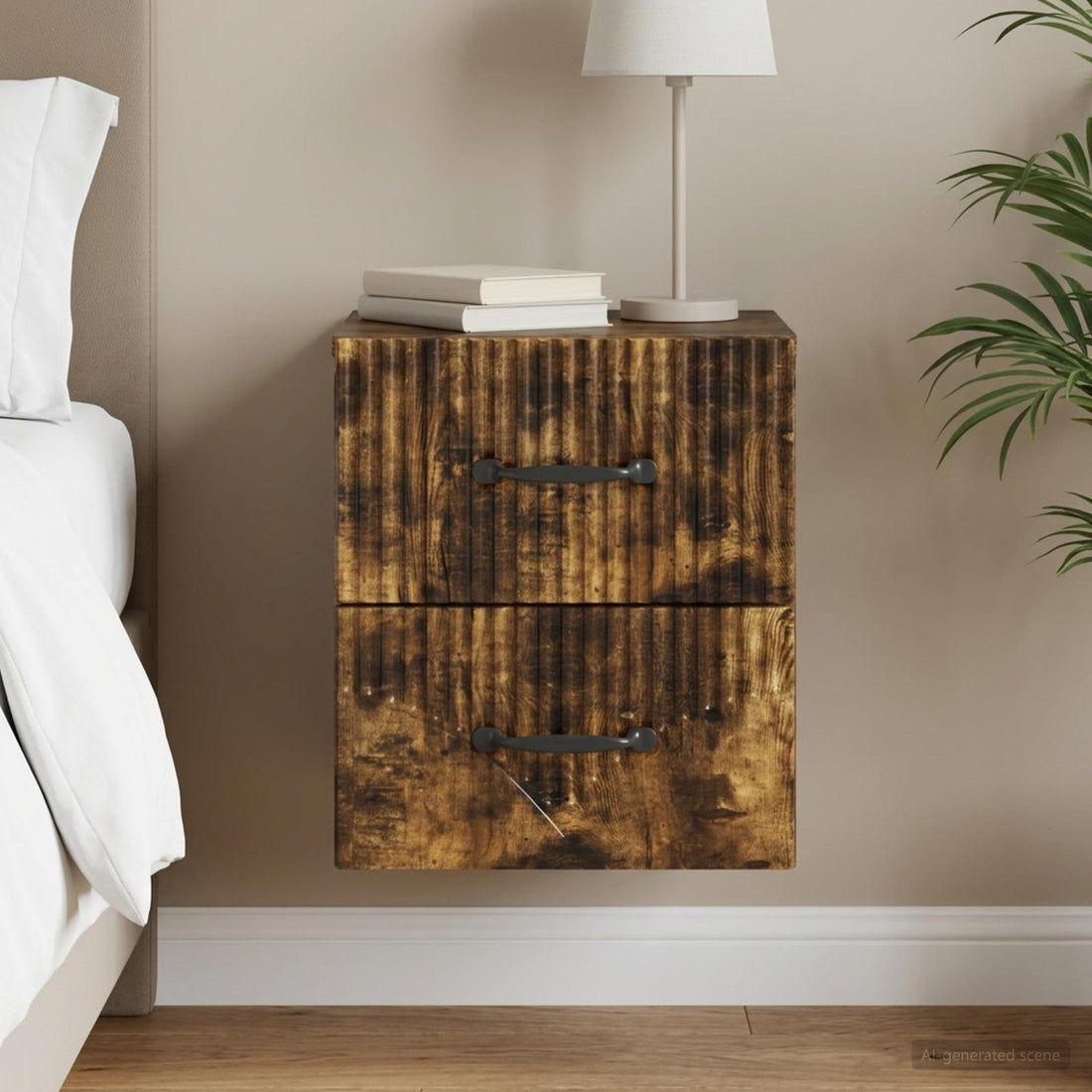 vidaXL Mesita de Noche de Pared Roble Ahumado 34,5 x 33 x 40 cm