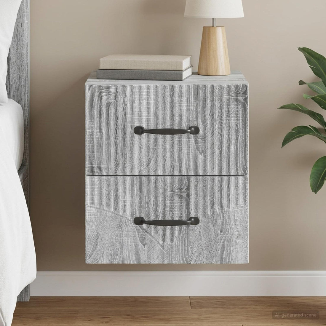 vidaXL Mesita de Noche de Pared Gris Sonoma 34,5 x 33 x 40 cm