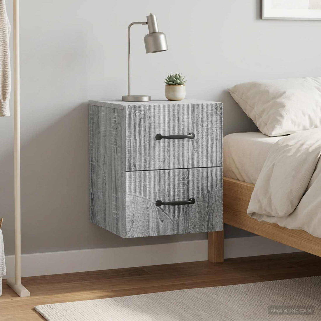 vidaXL Mesita de Noche de Pared 2 uds. Gris Sonoma 34,5 x 33 x 40 cm