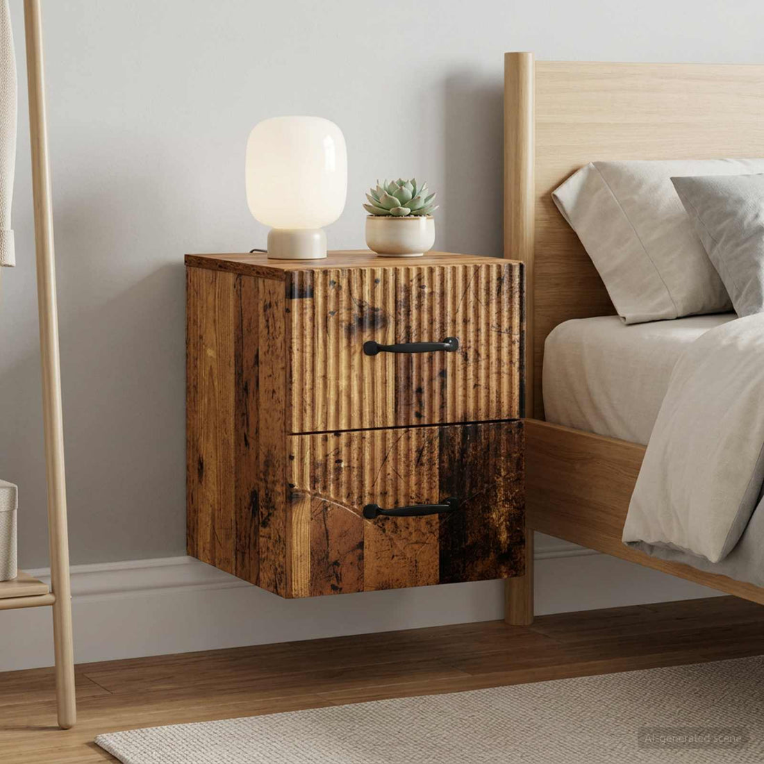 vidaXL Mesita de Noche de Pared 2 uds. Madera envejecida