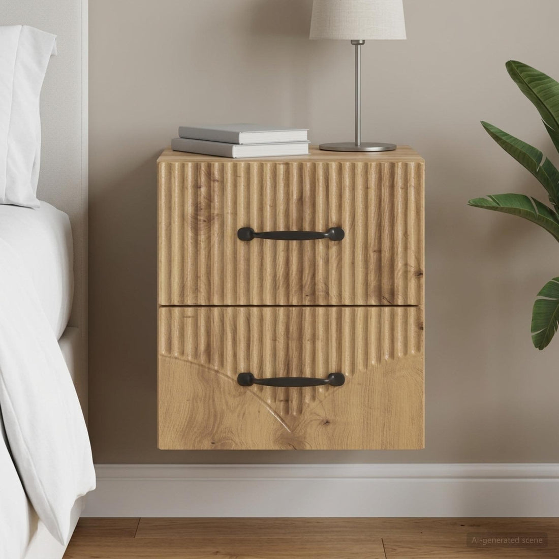 vidaXL Mesita de Noche de Pared Roble artisan 34,5 x 33 x 40 cm
