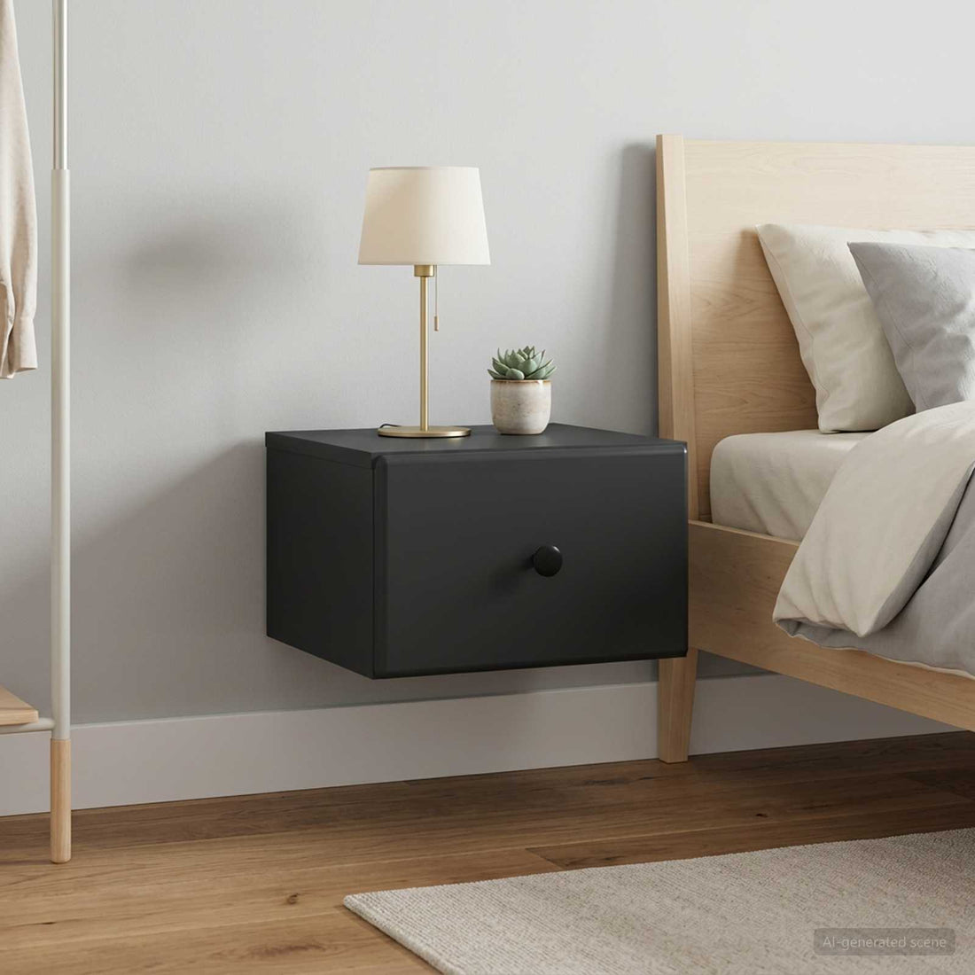 vidaXL Mesita de Noche de Pared 2 uds. Negro 34,5 x 33 x 20 cm