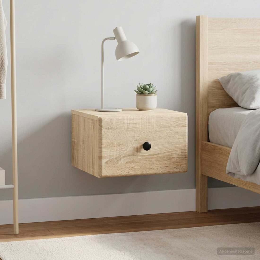 vidaXL Mesita de Noche de Pared 2 uds. Roble Sonoma 34,5 x 33 x 20 cm