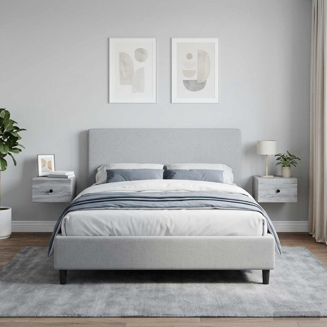 vidaXL Mesita de Noche de Pared 2 uds. Gris Sonoma 34,5 x 33 x 20 cm