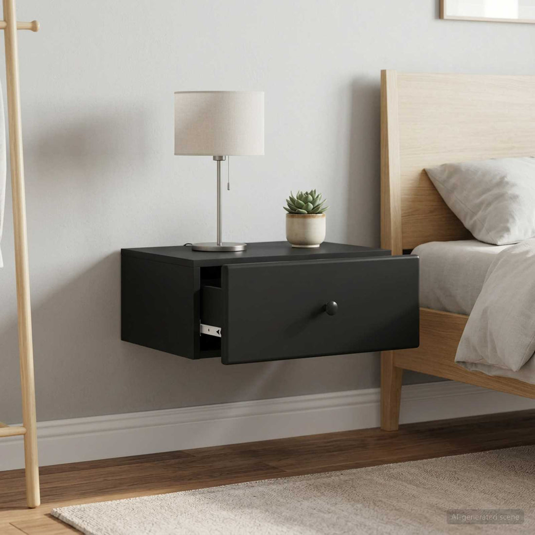 vidaXL Mesita de Noche de Pared 2 uds. Negro 49 x 34,5 x 20 cm
