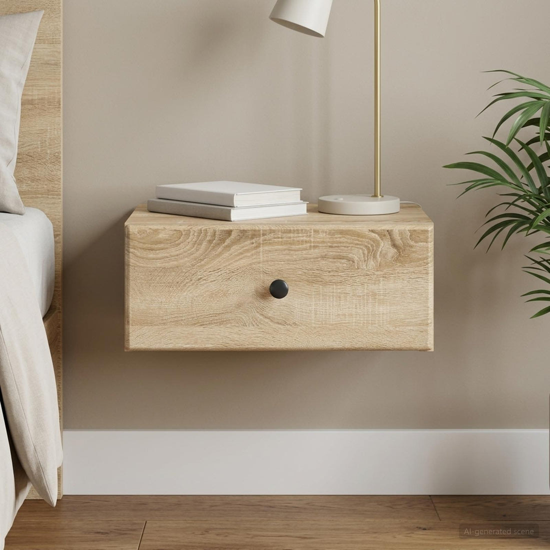 vidaXL Mesita de Noche de Pared Roble Sonoma 49 x 34,5 x 20 cm