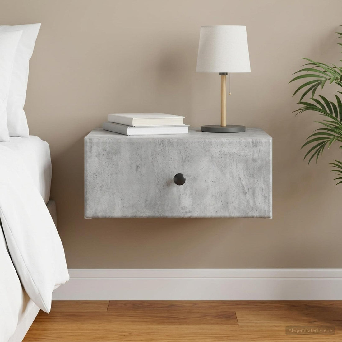 vidaXL Mesita de Noche de Pared Gris Hormigón 49 x 34,5 x 20 cm