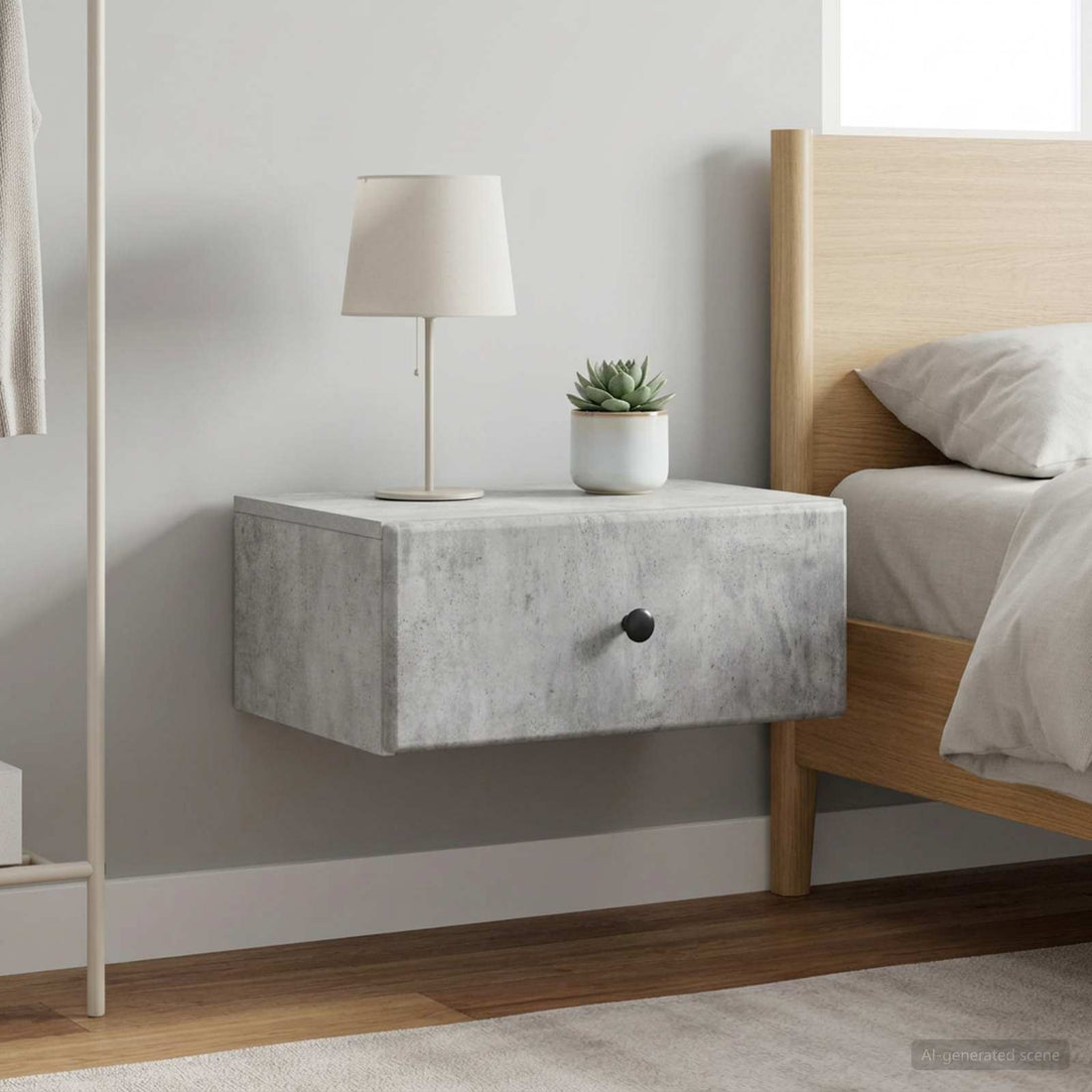 vidaXL Mesita de Noche de Pared 2 uds. Gris Hormigón 49 x 34,5 x 20 cm