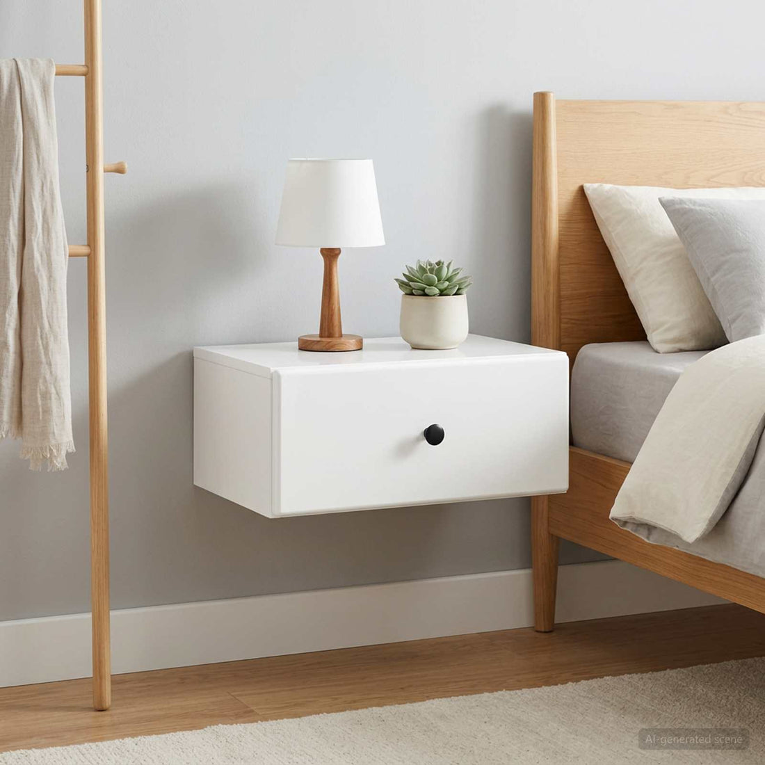 vidaXL Mesita de Noche de Pared 2 uds. Brillante 49 x 34,5 x 20 cm