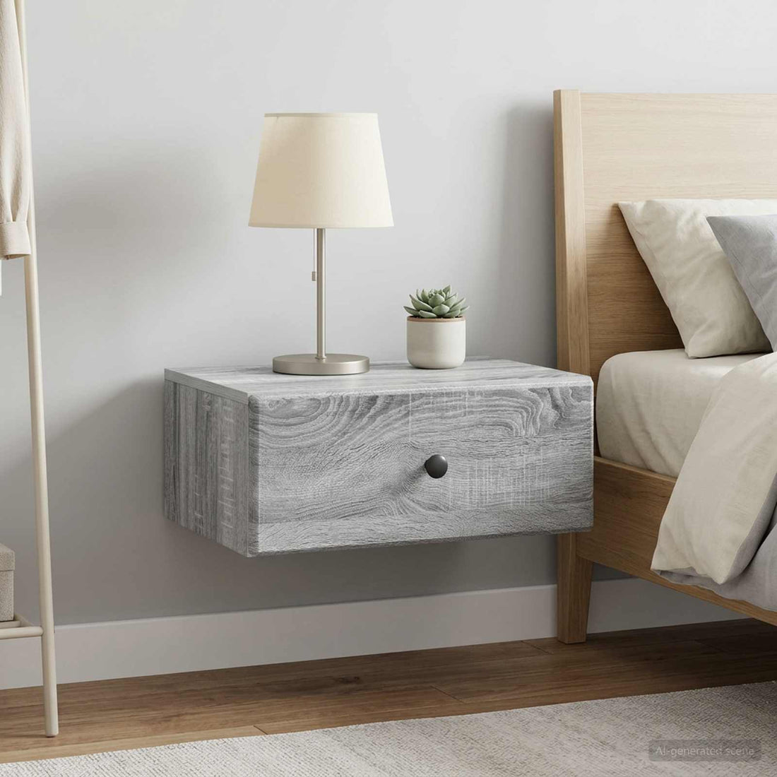 vidaXL Mesita de Noche de Pared 2 uds. Gris Sonoma 49 x 34,5 x 20 cm